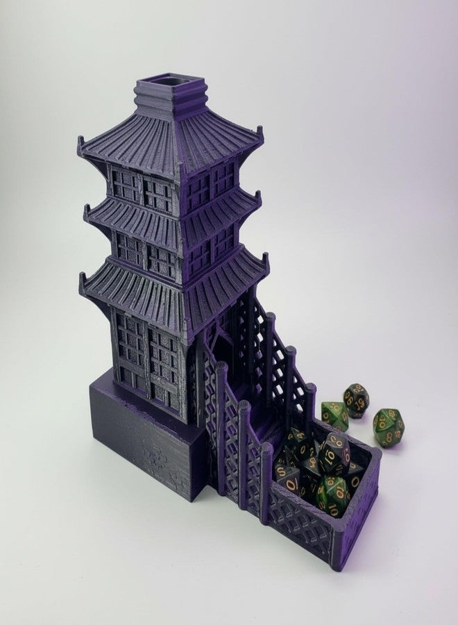 XJPONGC Temple Dice Dice Tower Dungeons and Dragons RPG Tabletop Roleplaying Game Jail DND (Random 7PCS D20 Dice Set Included) (Purple) - Image 1