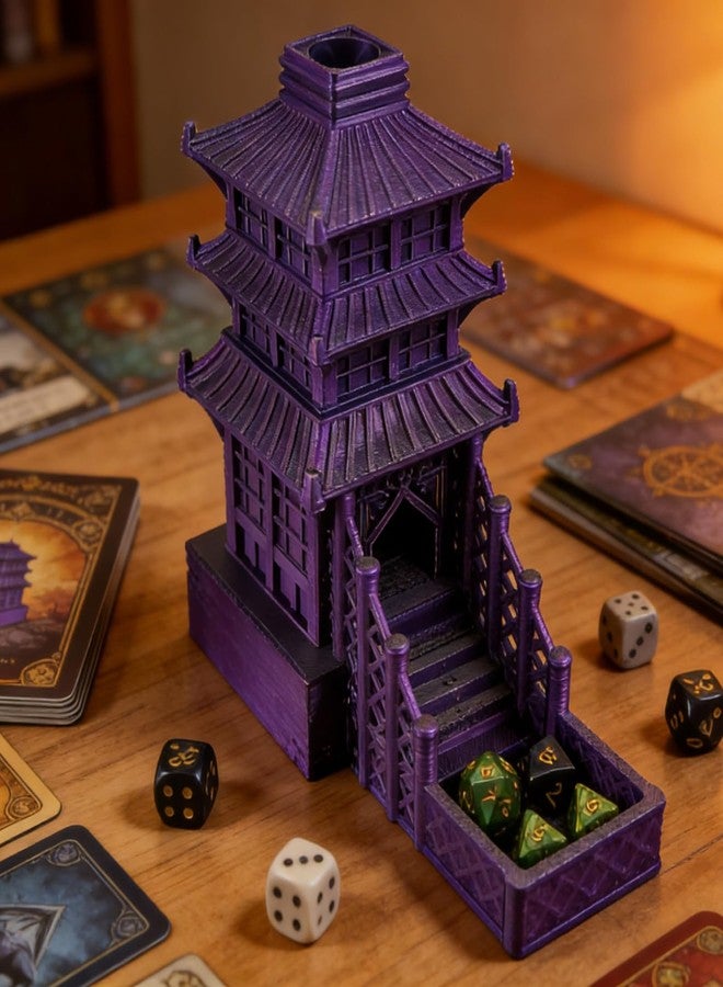 XJPONGC Temple Dice Dice Tower Dungeons and Dragons RPG Tabletop Roleplaying Game Jail DND (Random 7PCS D20 Dice Set Included) (Purple) - Image 2