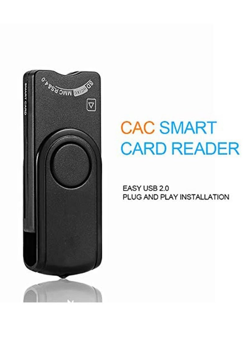 Y&D - Smart Card Reader for Military, USB2.0 4 in 1 Portable Memory CAC/DOD Reader, SDHC/SDXC/SD/Micro SD SIM and MMC RS & 4.0, Compatible with Windows, Linux/Unix, MacOS X - Image 1