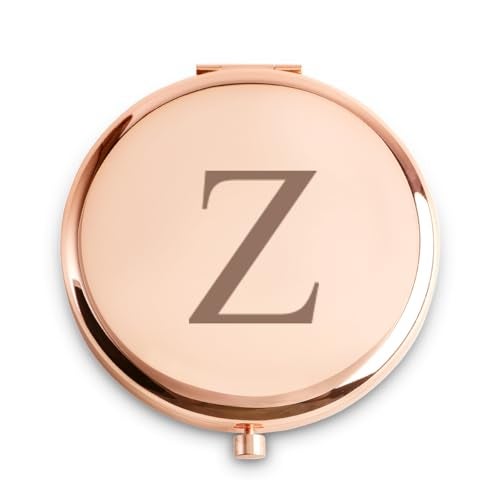 QUSTGO Personalized Gift for Women Girls Her Custom Gifts for Adult Teen Monogram Alphabet Initial Compact Mirror for Birthday Graduation Mothers Day Basket Stuffers - Image 1