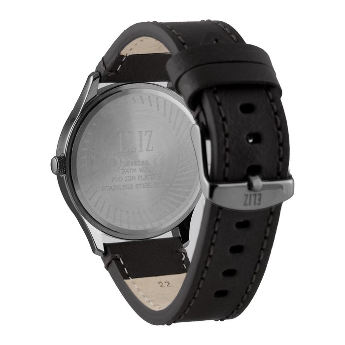 ELIZ ES8923G1AGN SS Caseback & Leather Strap Day-Date Men's Watch - Image 4