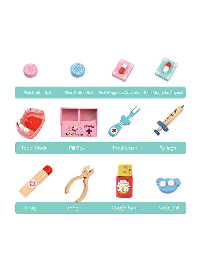 kids realistic dentist doctor kit pretend play wooden toy set - Image 2