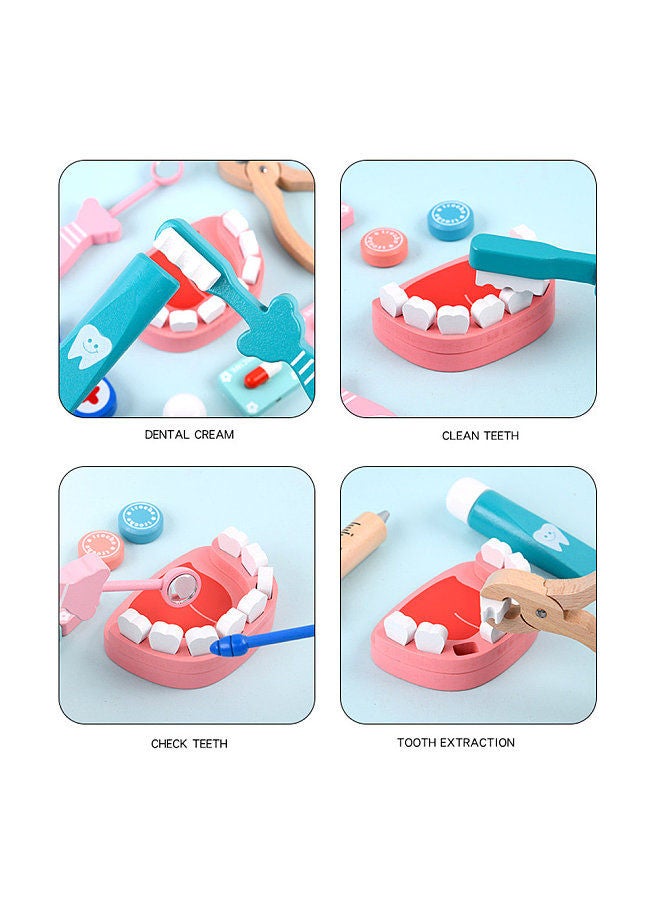 kids realistic dentist doctor kit pretend play wooden toy set - Image 4