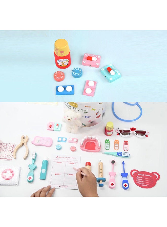 kids realistic dentist doctor kit pretend play wooden toy set - Image 5