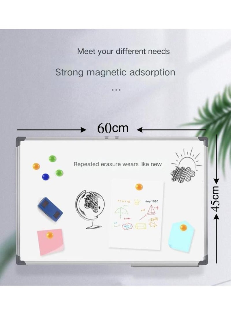 طائرة ورقية سبورة بيضاء مغناطيسية على الوجهين مقاس 45 × 60 سم، لوح تحديد جاف بإطار من الألومنيوم بإطار من الألومنيوم قابل للتعليق أفقيًا وعموديًا مع صينية أقلام قابلة للإزالة ومجموعة أقلام سبورة بيضاء للمدارس والفصول الدراسية والمكاتب والمنازل - Image 2