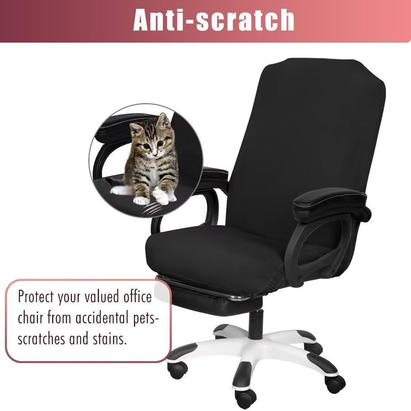 SARAFLORA 2 Pack Office Chair Cover, Stretchable Desk Chair Cover Removable Computer Chair Cover for Office Chair with Zipper Universal Spandex Rotating Chair Cover Anti-dust Chair Slipcover,Black - Image 3