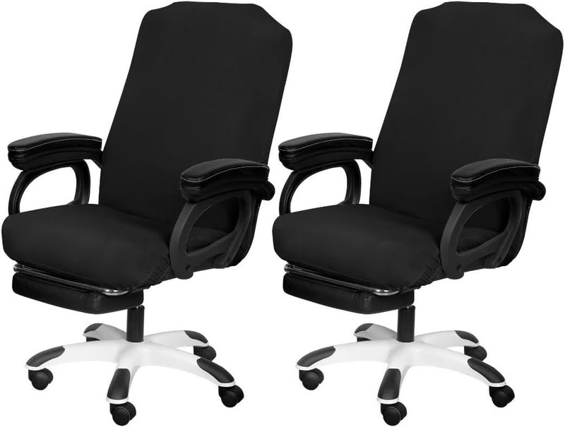 SARAFLORA 2 Pack Office Chair Cover, Stretchable Desk Chair Cover Removable Computer Chair Cover for Office Chair with Zipper Universal Spandex Rotating Chair Cover Anti-dust Chair Slipcover,Black - Image 1