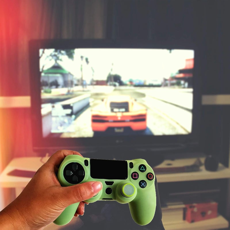 Asokex Ps4 Controller Skin Silicone Case Grip Glow in Dark Protective Cover for PS4/slim/Pro Dualshock 4 Controller(Glow Green) - Image 3