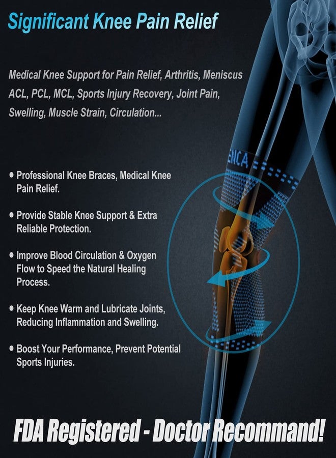 نينكا دعامة الركبة الاحترافية من NEENCA لتخفيف الألم، ودعم طبي للركبة مع وسادة رضفة ومثبتات جانبية، وكم ضاغط للركبة لعلاج تمزق الغضروف المفصلي، والرباط الصليبي الأمامي، وآلام المفاصل، والجري، والتمرين - معتمدة من هيئة إدارة الغذاء والدواء الأمريكية (FSA) وهيئة إدارة الصحة (HSA) - Image 4
