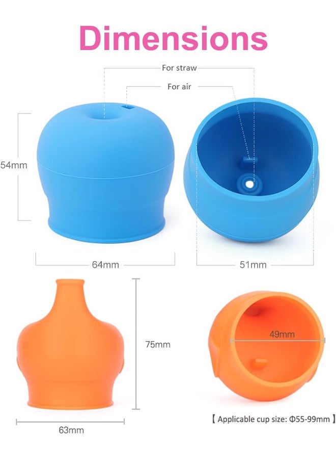 TOUGS Silicone Sippy Straw Cup Lids for Toddlers Babies (5 Pack) - Reusable, Spill-Proof - Stretches to Cover Tumblers, Yeti Rambler, Mason Jars, Cups and Mugs - Image 3