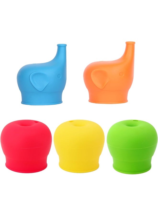 TOUGS Silicone Sippy Straw Cup Lids for Toddlers Babies (5 Pack) - Reusable, Spill-Proof - Stretches to Cover Tumblers, Yeti Rambler, Mason Jars, Cups and Mugs - Image 2