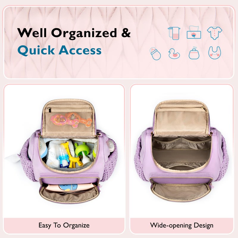 mommore Diaper Bag Small Diaper Backpack Stylish Toddler Baby Mini Maternity Bags Travel Backpacks with Insulated Pockets, Changing Pad, Stroller Straps - Image 3