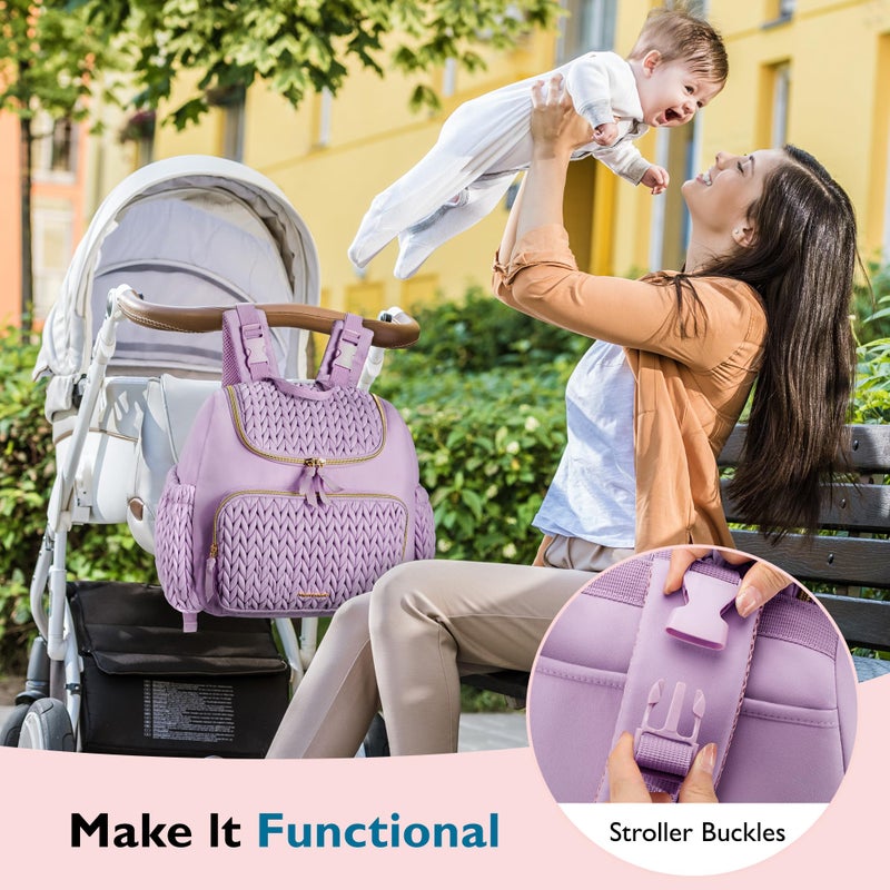 mommore Diaper Bag Small Diaper Backpack Stylish Toddler Baby Mini Maternity Bags Travel Backpacks with Insulated Pockets, Changing Pad, Stroller Straps - Image 2