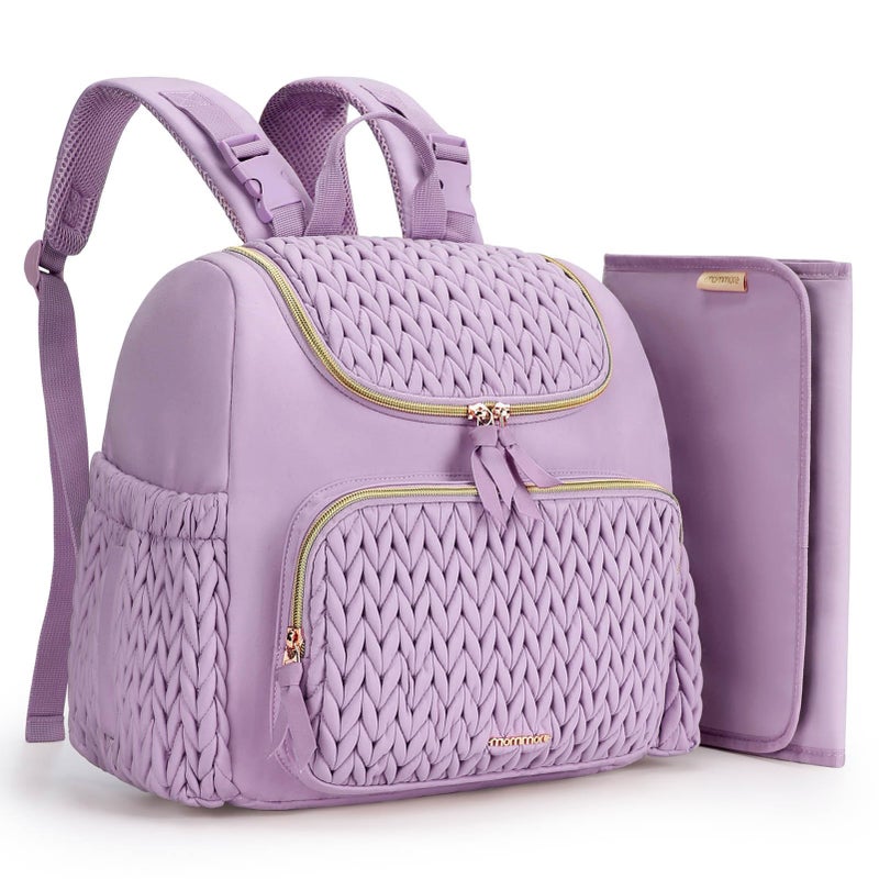 mommore Diaper Bag Small Diaper Backpack Stylish Toddler Baby Mini Maternity Bags Travel Backpacks with Insulated Pockets, Changing Pad, Stroller Straps - Image 1