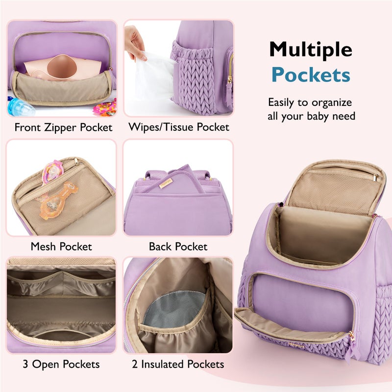 mommore Diaper Bag Small Diaper Backpack Stylish Toddler Baby Mini Maternity Bags Travel Backpacks with Insulated Pockets, Changing Pad, Stroller Straps - Image 4
