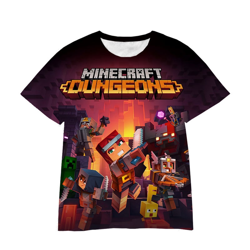 3D Digital Printing My World Game Manufacturers Personalized Breathable Cartoon T-Shirts For Short Sleeves - Image 3
