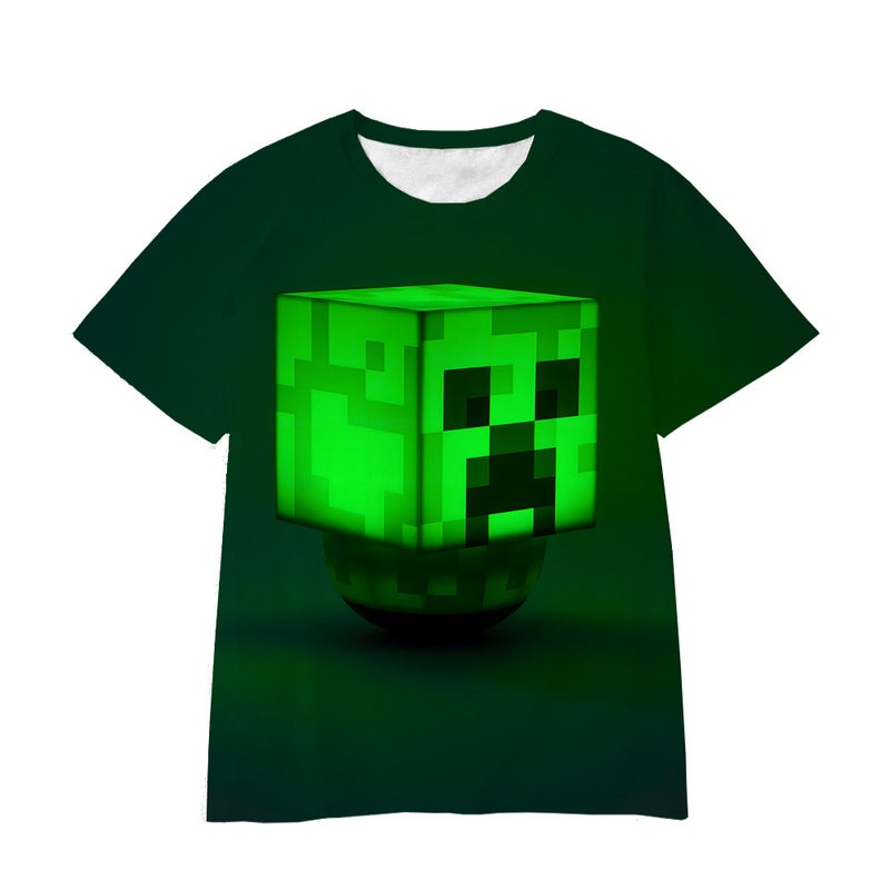 3D Digital Printing My World Game Manufacturers Personalized Breathable Cartoon T-Shirts For Short Sleeves - Image 1