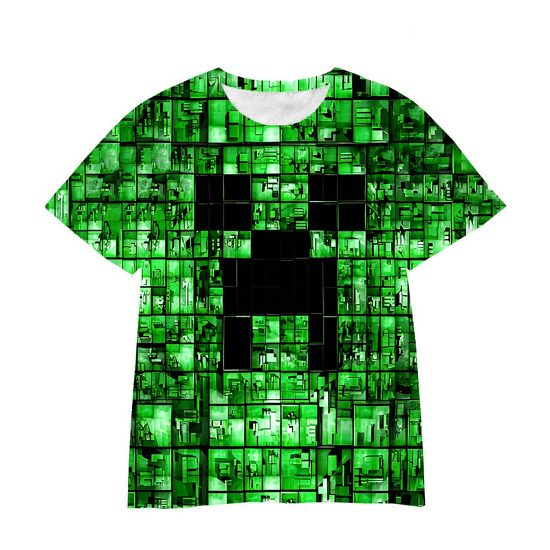 3D Digital Printing My World Game Manufacturers Personalized Breathable Cartoon T-Shirts For Short Sleeves - Image 5