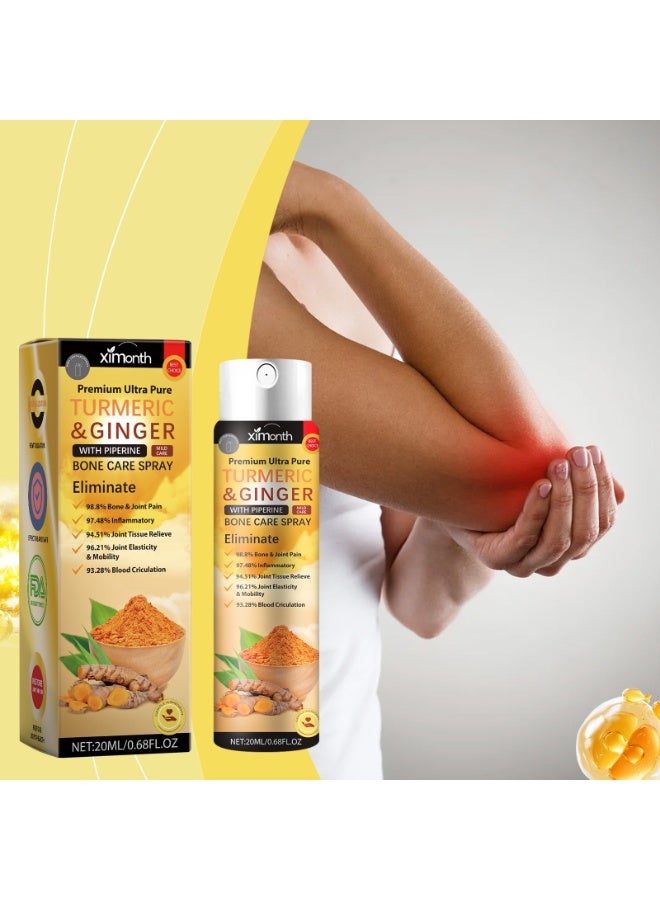 Ximonth Premium Ultra Pure Turmeric & Ginger Bone Care Spray with Piperine, Mild Care Formula, 20ml, Convenient Topical Spray for Daily Body Care, Easy to Use, Compact and Portable - Image 4