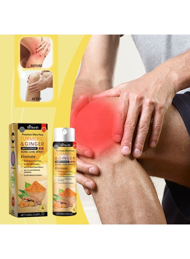 Ximonth Premium Ultra Pure Turmeric & Ginger Bone Care Spray with Piperine, Mild Care Formula, 20ml, Convenient Topical Spray for Daily Body Care, Easy to Use, Compact and Portable - Image 3