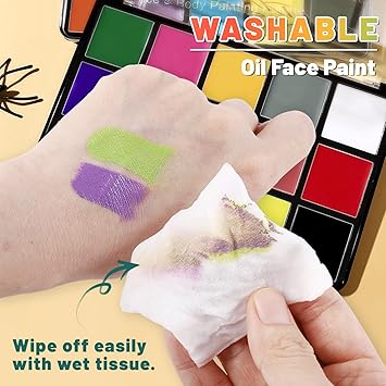 BOBISUKA Face Body Paint 15 Color Professional Face Painting Palette for Art Theater Halloween Party Cosplay Clown Sfx Makeup for Women Adults NonToxic Washable - Image 3