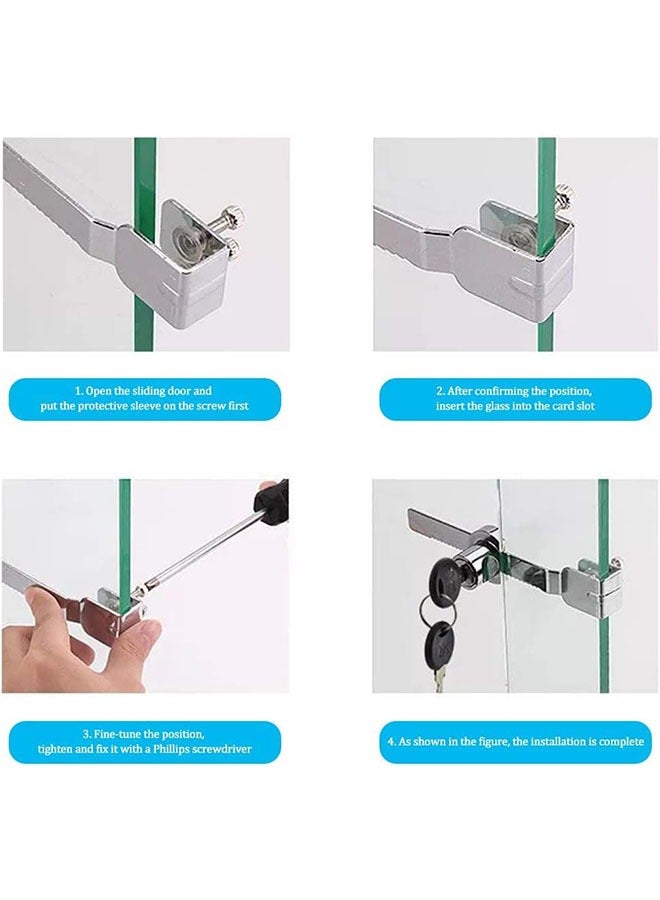 Sliding glass door serrated locks, glass cabinet locks, sliding enclosure locks, window locks, sliding door frame locks, drawer cabinet door locks (2Packs)