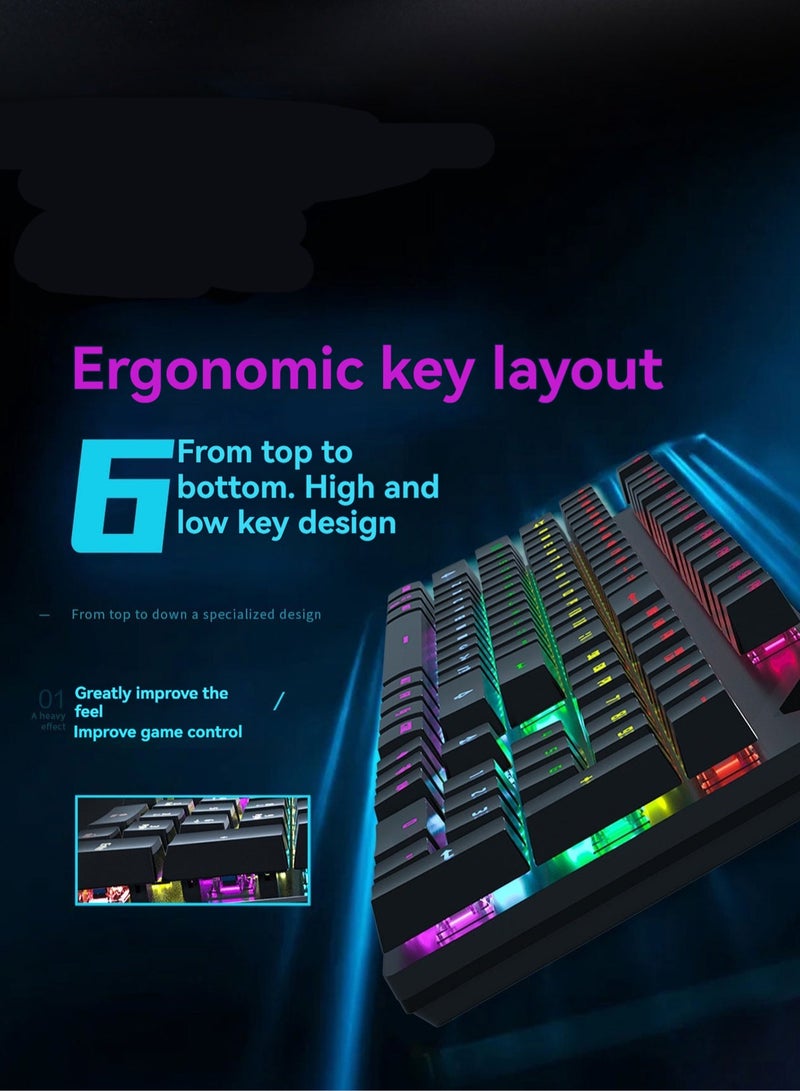 Wired Mechanical Keyboard RGB Luminous Backlight 104 Keys Keyboard Suitable For Gaming,E-Sports,Study,Work (WhiteBlue) - Image 4