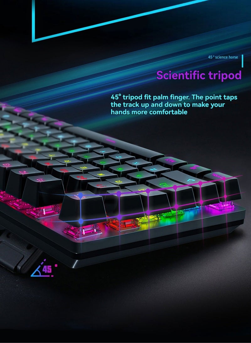 Wired Mechanical Keyboard RGB Luminous Backlight 104 Keys Keyboard Suitable For Gaming,E-Sports,Study,Work (WhiteBlue) - Image 3