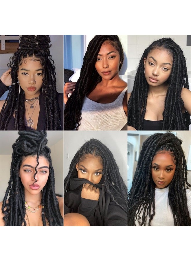 MODERN QUEEN Goddess Locs Crochet Hair 6 Packs 16 Inch Straight Faux Locs Crochet Hair for Black Women, Crochet Pre-Looped Curly Hair Soft Faux Locs Synthetic Braiding Hair Extensions (16 Inch, 6 Packs, 1B-27#) - Image 2
