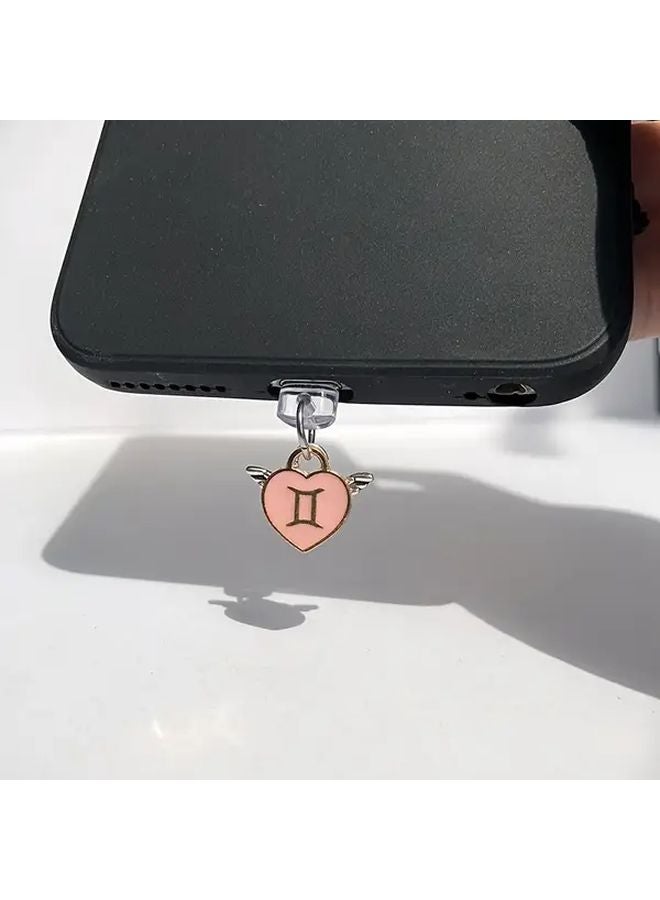 Sagittarius Zodiac Phone Charm Dust Plug With Angel Wings For Type C Port - Image 1