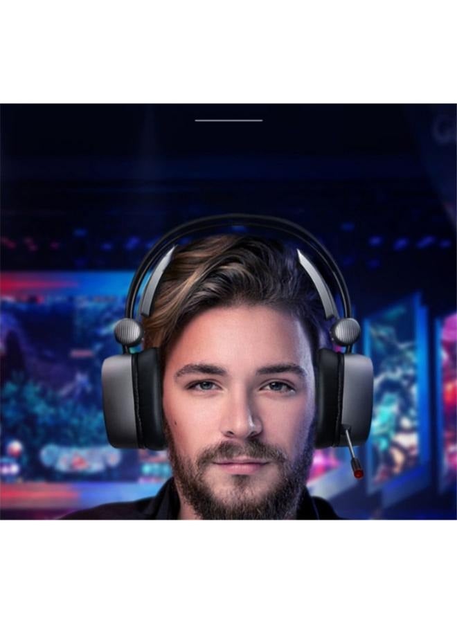 سماعة الألعاب S21 بصوت محيطي 7.1 ومنفذ USB للكمبيوتر الشخصي، سماعات رأس افتراضية بقنوات 7.1 مع بطاقة صوت، ميكروفون لإلغاء الضوضاء، وحدة تحريك 50 ملم، بإضاءة RGB متوافقة مع PS5 وPS4 وSwitch - Image 4