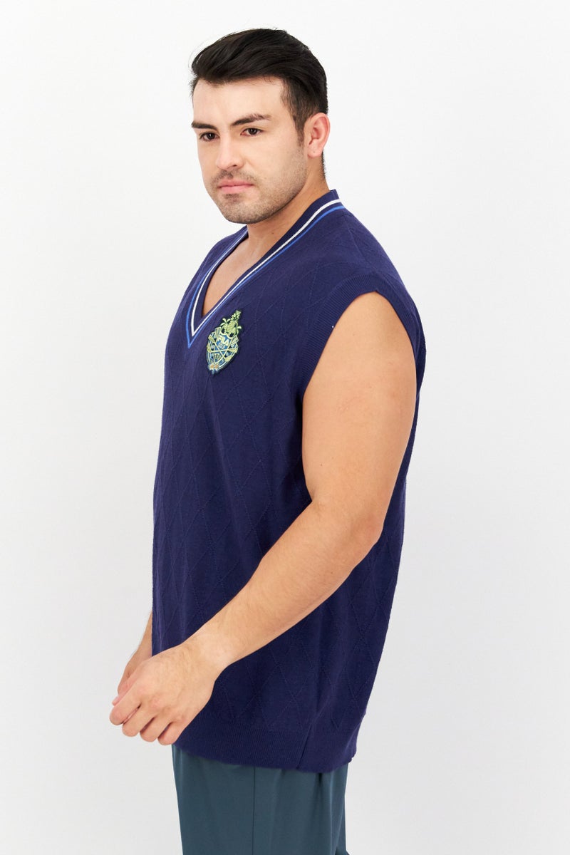 FILA Men Sportswear Fit Sleeveless Training Vest, Navy  - Image 3