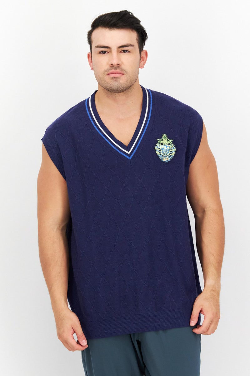 FILA Men Sportswear Fit Sleeveless Training Vest, Navy  - Image 1