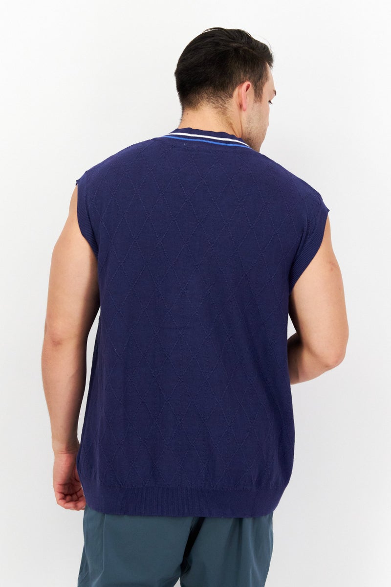 FILA Men Sportswear Fit Sleeveless Training Vest, Navy - Image 2