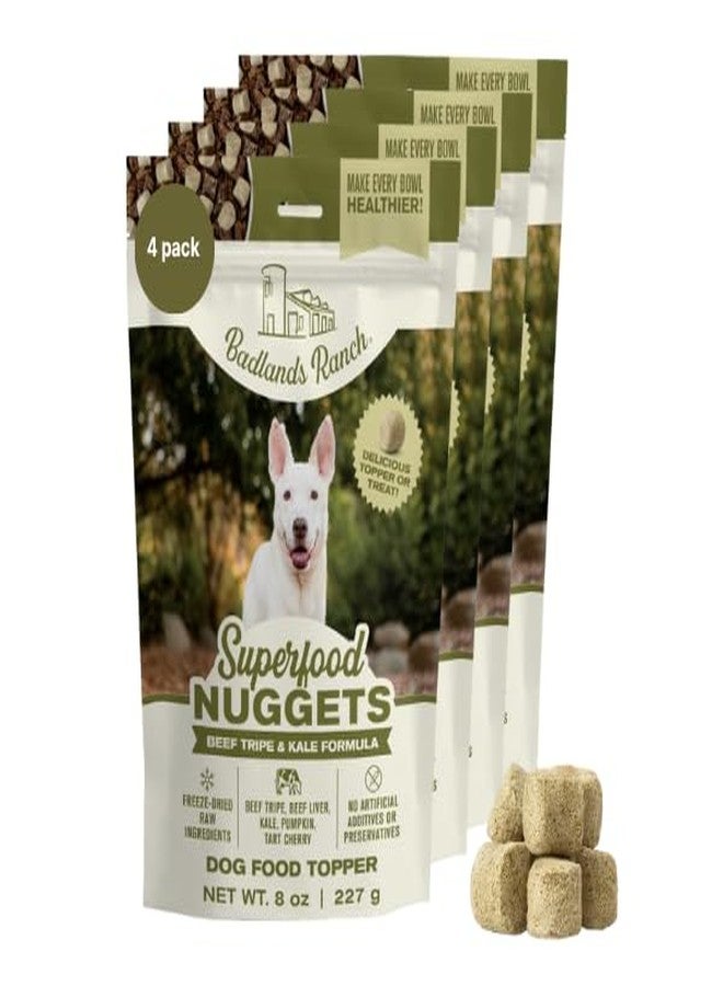 BADLANDS RANCH Superfood Nuggets- Premium, Freeze-Dried raw Dog Food Topper or Treat. Powerful Nutrient-Dense Ingredients. No Artificial additives. Beef Tripe and Kale Formula 8oz - 4pk Bundle - Image 1