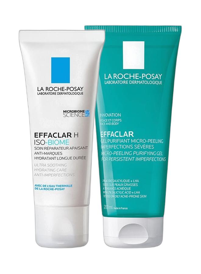 LA ROCHE-POSAY Effaclar Micropeeling Purifying Gel With 2% Salicylic Acid For LHA 200ml + Effaclar H Isobiome Moisturizing Cream For Oily And Acne Prone Skin40Ml  - Image 1
