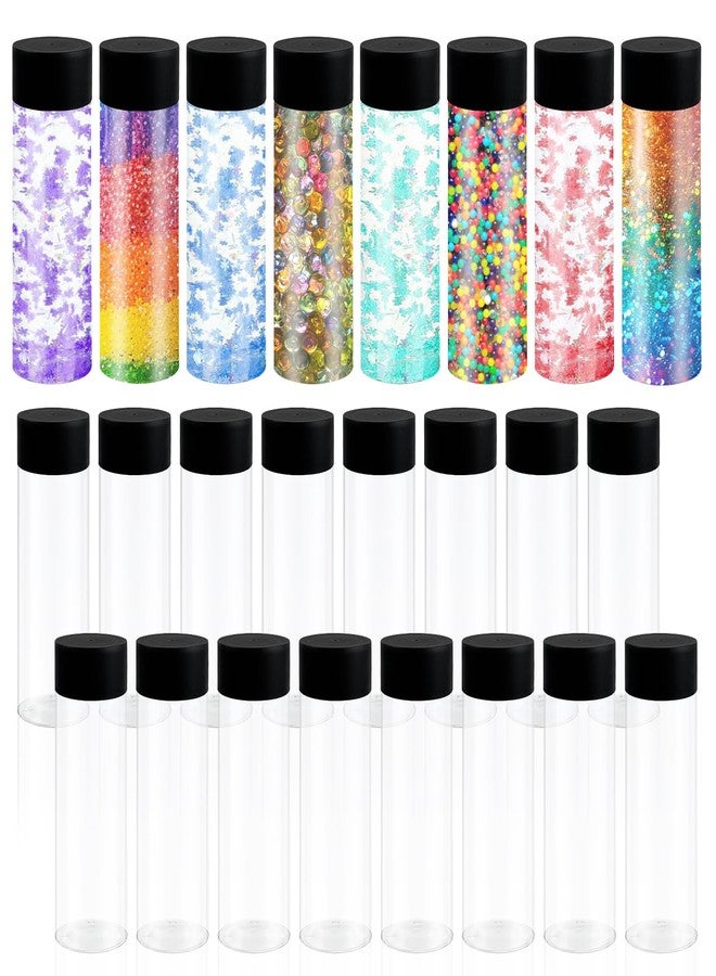 Rainmae 24 Pcs Sensory Bottles with Lids, 10 oz/ 300 ml Leakproof Clear Plastic Water Bottles Reusable Empty Sensory Bottles for Sensory Crafts Classroom Handmade Party Supply - Image 1