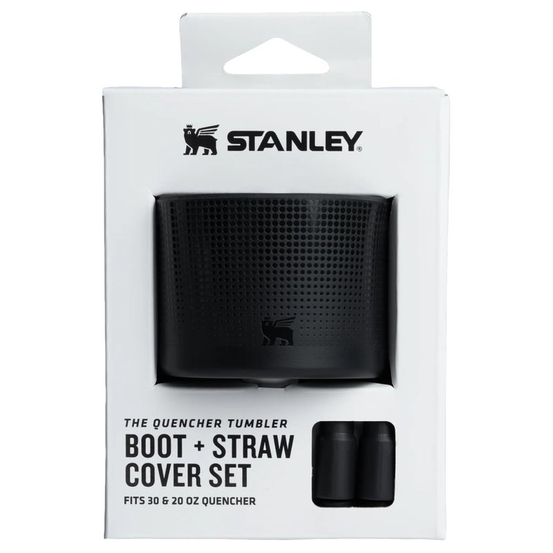 Stanley 20oz/30oz Stanley Quencher Boot + Straw Topper Silicone Protective Sleeve & Straw Cover – Black - Image 1