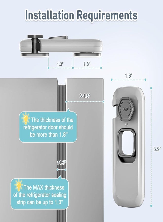 BLIXAR Child Proof Refrigerator Locks, Fridge Locks for Kids Safety, Freezer Door Latches with Sticky 3M Adhesives for Toddlers and Baby, Ideal for Upright Freezer, Ovens, Cabinets Door (Grey) (8, Free) - Image 4