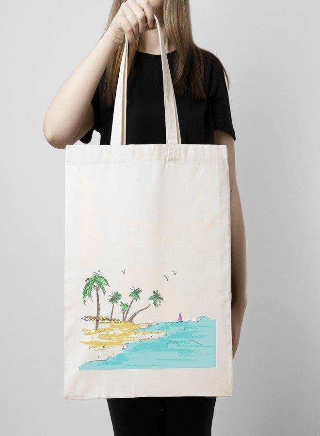 ARTBUG Tote Bag for Women with zip, Aesthetic Canvas tote bag for college girls, office, stylish and reusable - Beach - D No - 076 - Image 3
