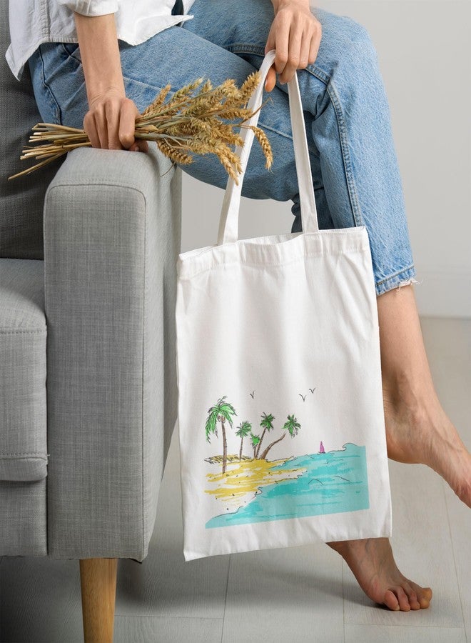 ARTBUG Tote Bag for Women with zip, Aesthetic Canvas tote bag for college girls, office, stylish and reusable - Beach - D No - 076 - Image 2