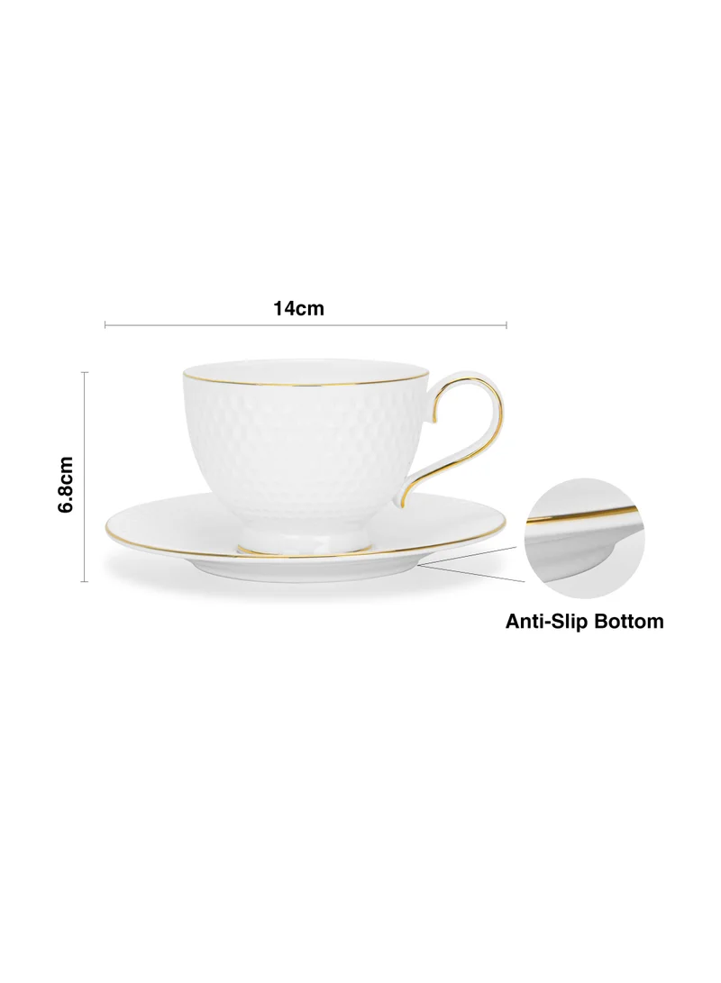 فيسمان 2-Piece Cup and Saucer 200ml, Noemi Series, Coffee/Tea Cup, Perfect for Coffee Lover for Latte, Cappuccino, Hot Choco, Great Partner in Cold Weathers in Office, Room, Breakfast And Snack Time