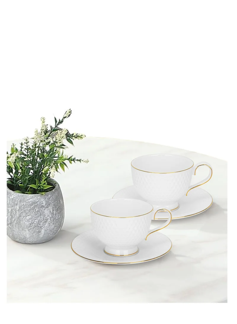 فيسمان 2-Piece Cup and Saucer 200ml, Noemi Series, Coffee/Tea Cup, Perfect for Coffee Lover for Latte, Cappuccino, Hot Choco, Great Partner in Cold Weathers in Office, Room, Breakfast And Snack Time