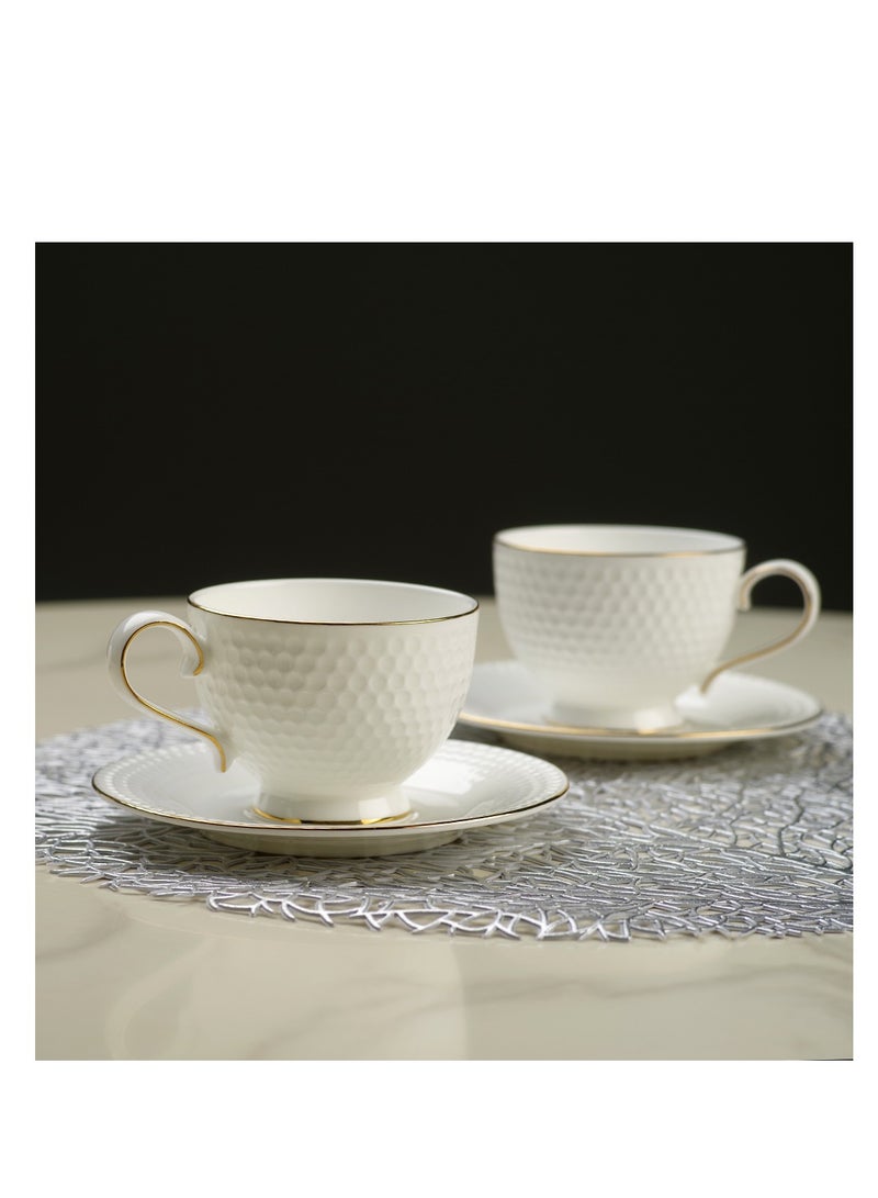 Fissman 2-Piece Cup and Saucer 200ml, Noemi Series, Coffee/Tea Cup, Perfect for Coffee Lover for Latte, Cappuccino, Hot Choco, Great Partner in Cold Weathers in Office, Room, Breakfast And Snack Time - Image 3