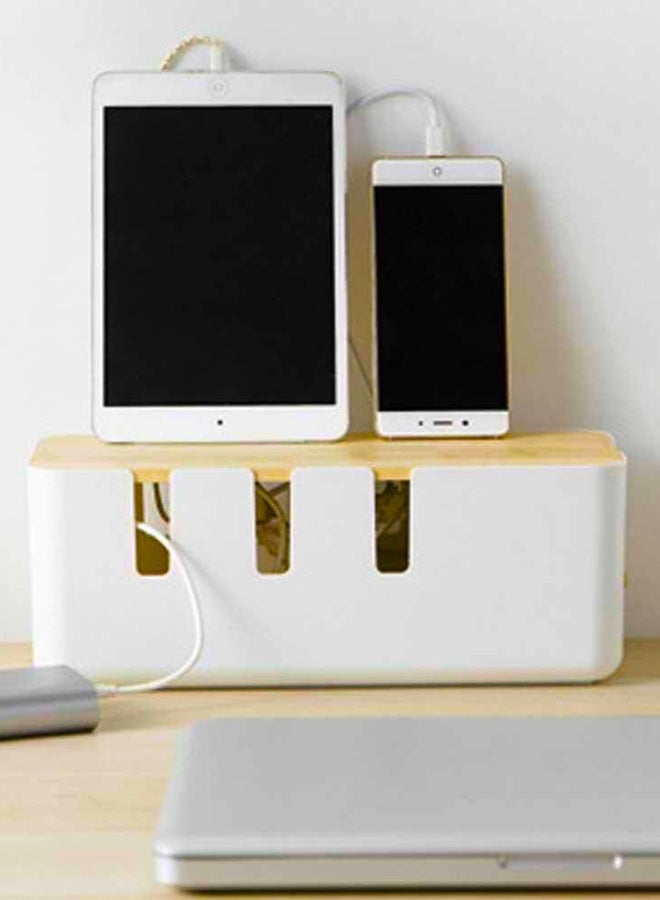 Chase Up Bamboo Cable Management Box, Stylish Wooden Cord Organizer Box Hides Power Strip & Keeps Cords Untangled, Surge Protector Cover for Entertainment Center, Home Office, Computers, PC, Large Size - Image 3