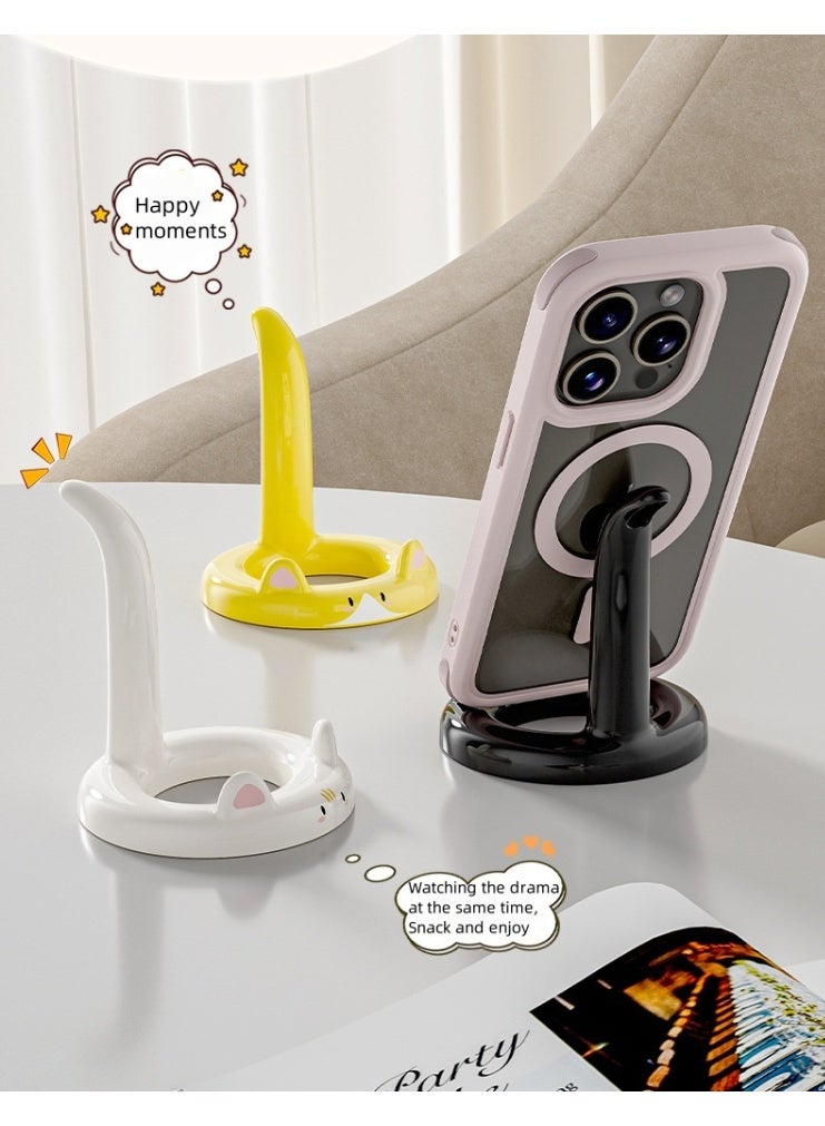 New Home Desktop Phone Stand Cartoon Cute Support Stand Tablet Stand Lazy Drama God Tool (White) - Image 4