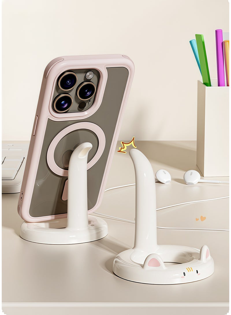 New Home Desktop Phone Stand Cartoon Cute Support Stand Tablet Stand Lazy Drama God Tool (White) - Image 1