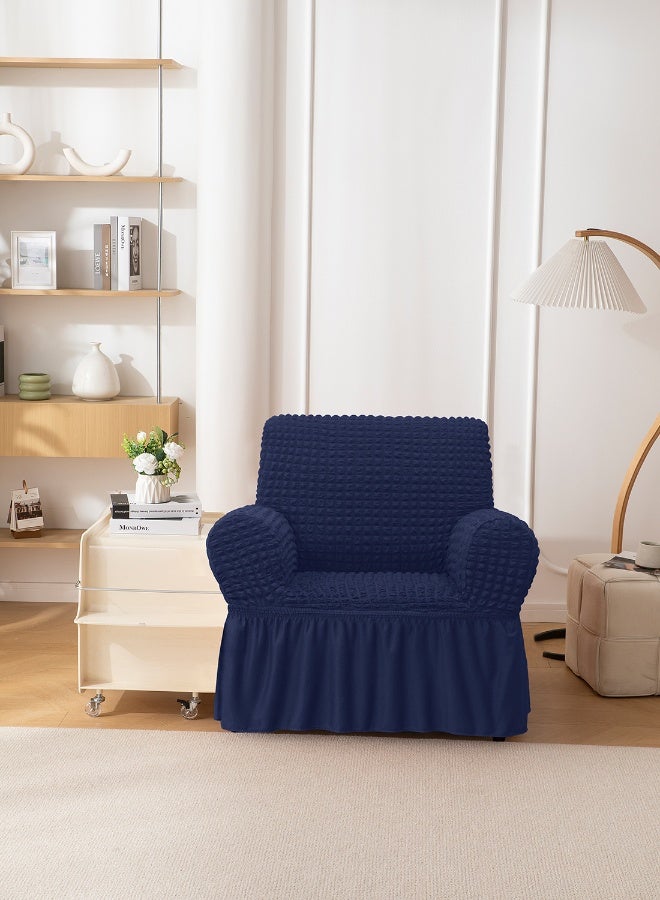 ايست من نون غطاء أريكة 3D قابل للتمدد، قماش ناعم - رائع لحماية الأثاث - مقعد واحد (80-110 سم) - لون أزرق بحري - Image 1