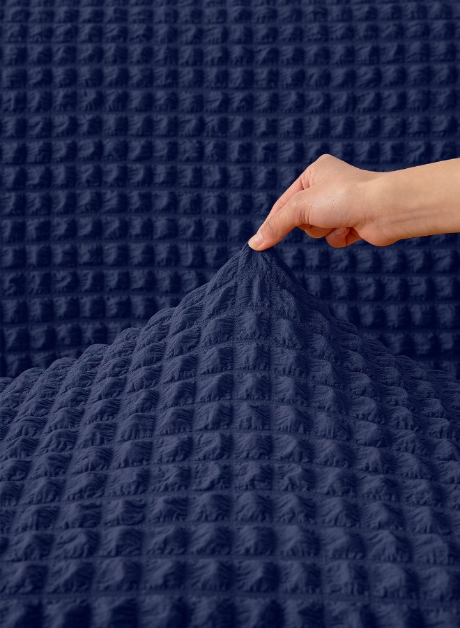 ايست من نون غطاء أريكة 3D قابل للتمدد، قماش ناعم - رائع لحماية الأثاث - مقعد واحد (80-110 سم) - لون أزرق بحري - Image 3