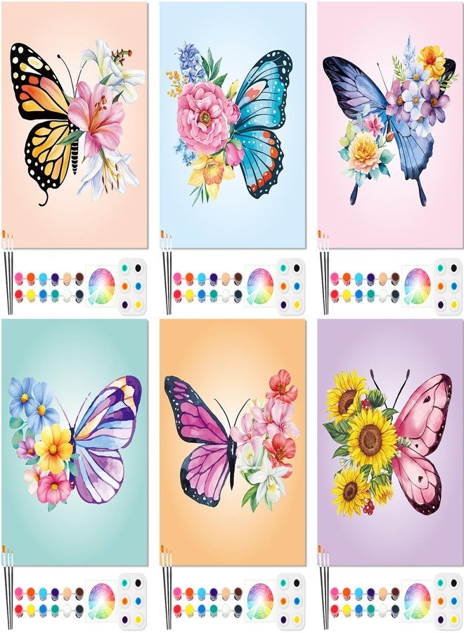 Dinifee 6 Pack Canvas Painting Kit Pre Drawn Afro Queen Cotton Canvas 8 x 10 Inch Stretched Paint and Sip Set for Adults Party Date Night(Butterfly) - Image 1